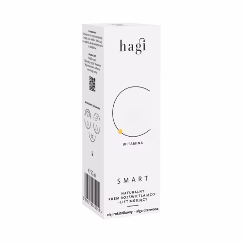 Naturalny krem do twarzy, rozświetlająco-liftingujący, z perłowym pigmentem, z witaminą C, SMART C, 50ml, Hagi Naturalny krem do twarzy, rozświetlająco-liftingujący, z perłowym pigmentem, z witaminą C, SMART C, 50ml, Hagi