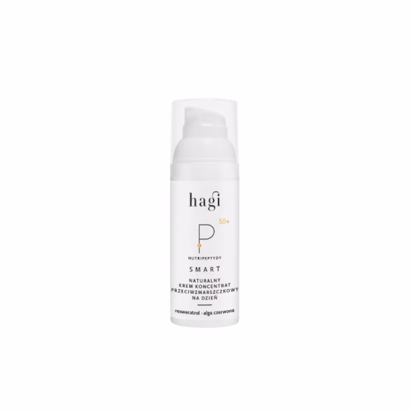 Naturalny krem przeciwzmarszczkowy na dzień z nutripeptydami, 50+, SMART P, 50ml, Hagi
