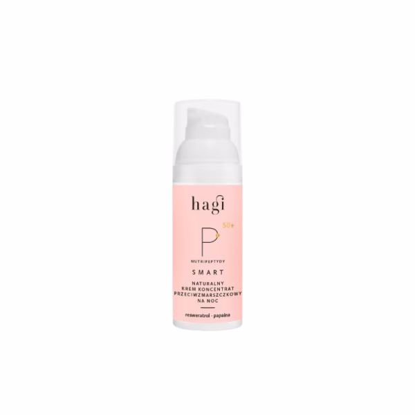 Naturalny krem przeciwzmarszczkowy na noc z nutripeptydami, SMART P, 50ml, Hagi