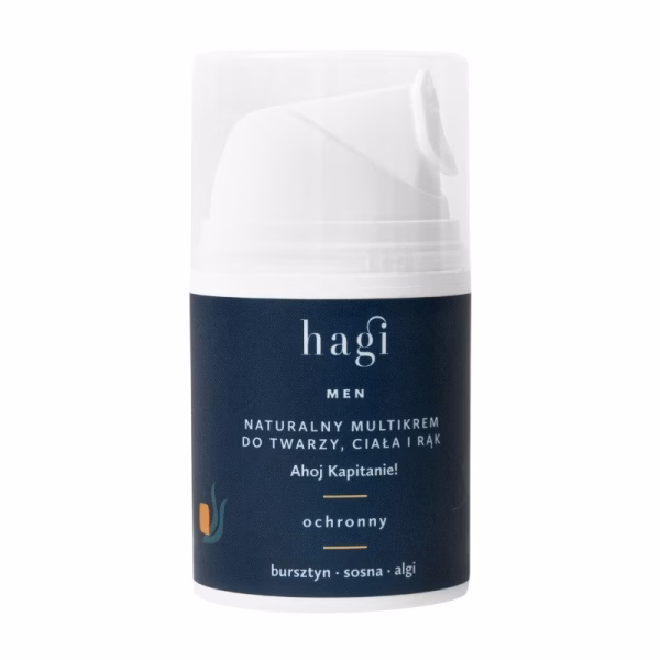 Naturalny multikrem do twarzy, ciała i rąk, ochronny, dla mężczyzn, Ahoj Kapitanie, 50ml, Hagi