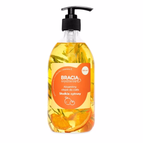 Naturalny olejek do ciała i masażu, Słodkie cytrusy, odżywczy, wegański, 500ml, Bracia Mydlarze