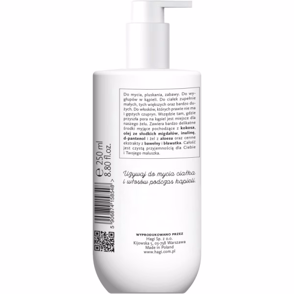 Naturalny żel do ciała i włosów dziecka, z olejem ze słodkich migdałów, 250 ml, Hagi Baby