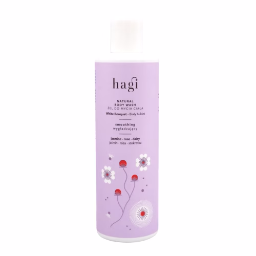 Naturalny żel do mycia ciała, Biały bukiet, jaśmin, róża, stokrotka, wygładzający, 300ml, Hagi