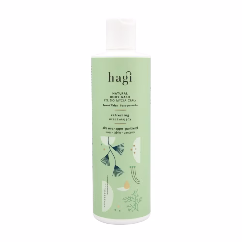Naturalny żel do mycia ciała, Boso po mchu, aloes, jabłko, pantenol, orzeźwiający, 300ml, Hagi