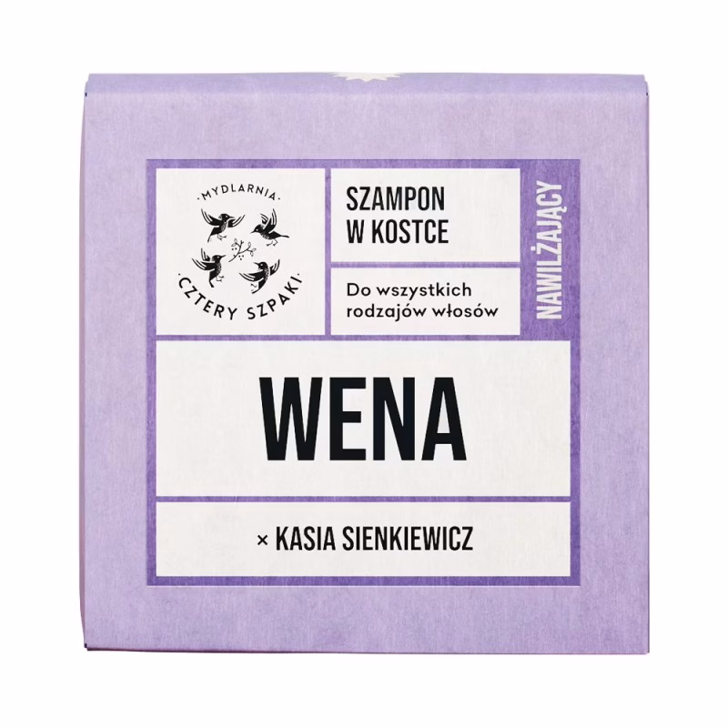 Nawilżający szampon w kostce WENA x Kasia Sienkiewicz, do wszystkich rodzajów włosów, 75g, Cztery Szpaki
