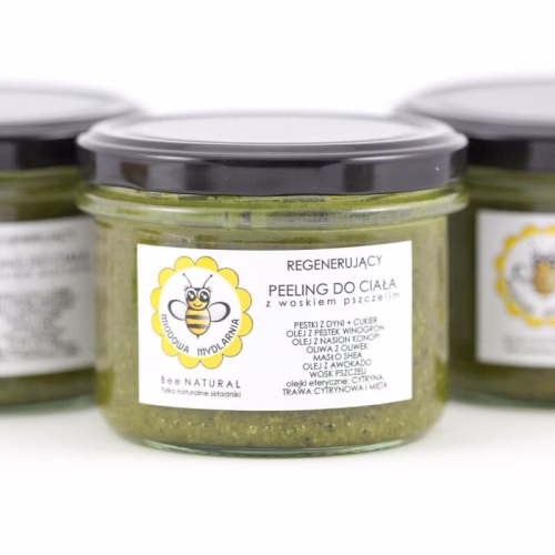 Peeling do ciała z woskiem pszczelim, regenerujący, 200 g, Miodowa Mydlarnia Peeling do ciała z woskiem pszczelim, regenerujący, 200 g, Miodowa Mydlarnia