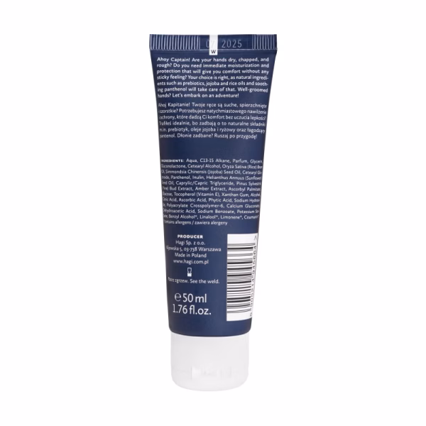 Prebiotyczny krem do rąk, nawilżająco-ochronny, Ahoj Kapitanie, 50ml, Hagi