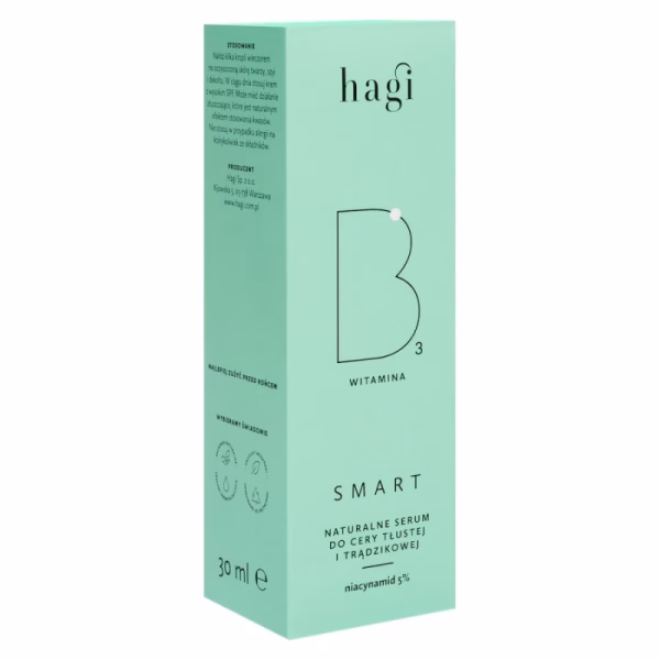 Serum do twarzy do cery tłustej i trądzikowej, z niacynamidem i kwasem salicylowym, SMART B, 30 ml, Hagi