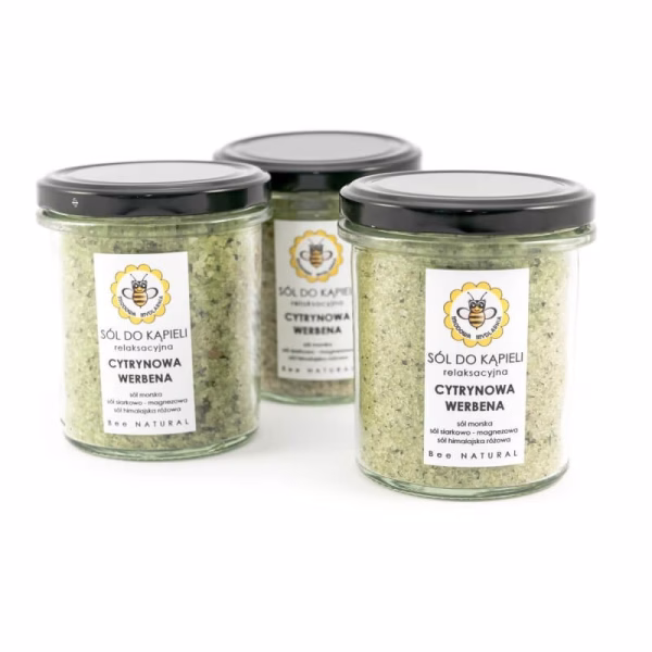 Sól do kąpieli, cytrynowa werbena, relaksacyjna, 350 g, Miodowa Mydlarnia