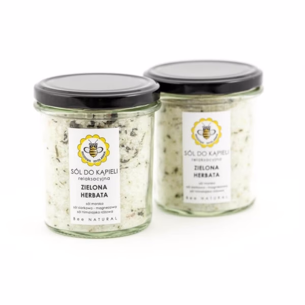 Sól do kąpieli Zielona herbata, relaksacyjna, 350 g, Miodowa Mydlarnia