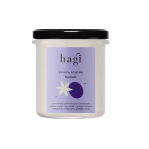Świeca na bazie ekologicznego wosku sojowego, NA ŚLIWKI, mała, 215 ML, Hagi