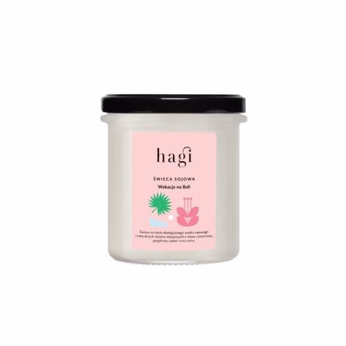 Świeca na bazie ekologicznego wosku sojowego, WAKACJE NA BALI, mała, 215 ml, Hagi