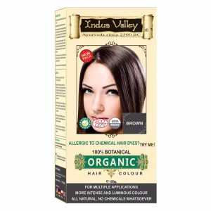 Ziołowa farba z henną, BRĄZ, w 100% ekologiczna, CERTYFIKOWANA - ECOCERT, VEGE, HALAL, 120 g, Indus Valley
