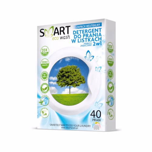 Listki do prania Smart Eco Wash, zapach neutralny, 40 prań - przód opakowania